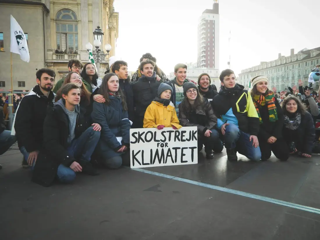 Greta Thunberg at the strike in Turin.